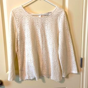 Size L LOFT Cream Lace Top